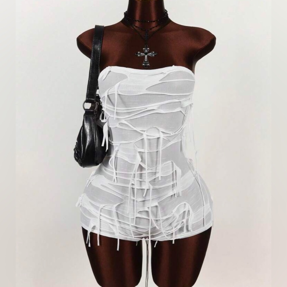 White Strapless Mini Dress